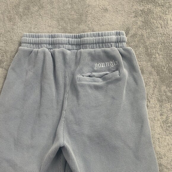 YoungLA Shorts Mens Small Blue Waffle Knit Relaxed Loungewear Workout 127 - Picture 9 of 9